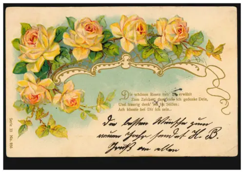 Lyrik-AK Gedicht Rosen - Girlande, WILLICH 1.1.1903 nach VORST 