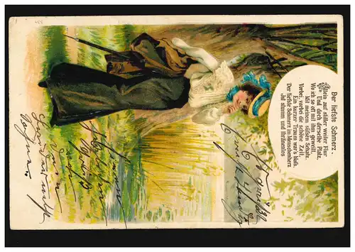 Poème Lyrique-AK La douleur la plus profonde, par voie ferroviaire HAMBURG-KIEL 13.12.1905