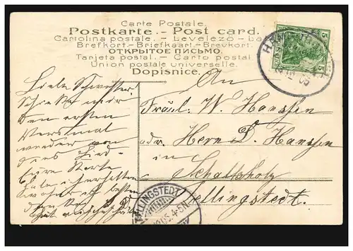 Poème Lyrique-AK La douleur la plus profonde, par voie ferroviaire HAMBURG-KIEL 13.12.1905