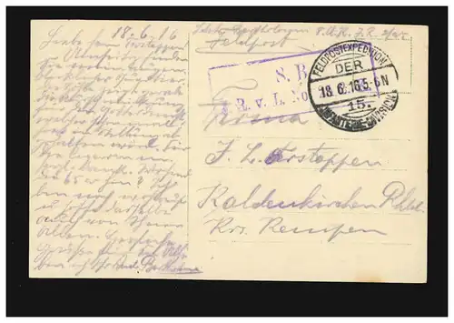 Poste de terrain BS I.R. c. L. No. 25 - Carte photographique 18.6.16 Armoire avec croix / autel