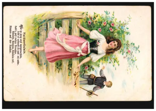 Lyrik-AK Gedicht Heidenröslein, um 1910, ungebraucht