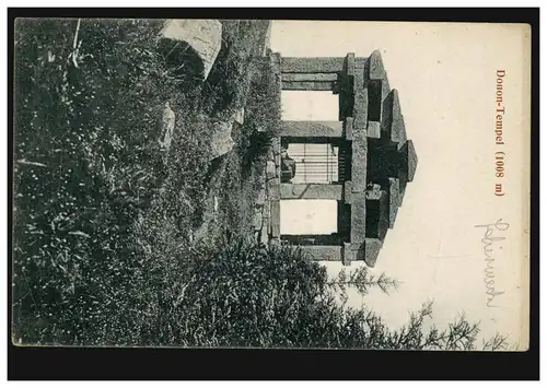 AK Donon Temple 1008 m sur NN, Feldpost SCHIRMECK (UNTERELS) 10.5.1916