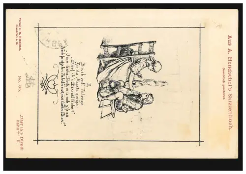 Künstler-AK Aus A. Hendschel's Skizzenbuch. Das Spinnrad, IMMENDINGEN 6.3.1901