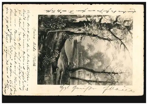 Artiste-AK Paysage avec chêne, couru le 29.12.1904 à Munich