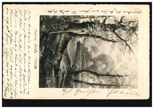 Künstler-AK Landschaftsbild mit Eichen, gelaufen am 29.12.1904 nach München 