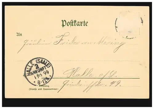 Künstler-AK Adolf von Menzel: Nachgesessen, gelaufen nach Halle/Saale 1899