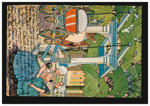 Künstler-AK Annie Veitch: Zwei Frauen an der Brücke mit Pferdewagen, ungebraucht