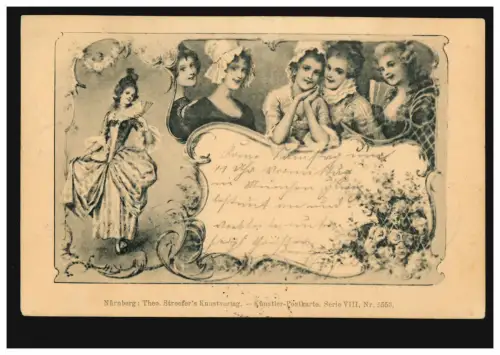 Künstler-AK Verlag Theodor Stroefer, Nürnberg: Die 6 lachenden Mädchen, 13.7.99