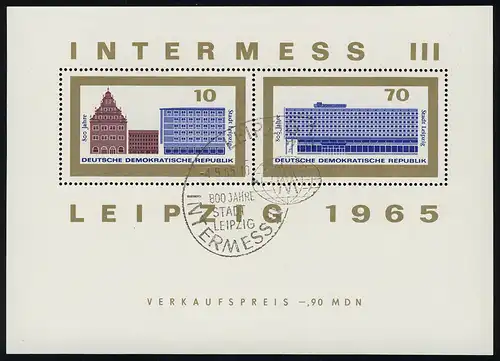Bloc 23 INTERMESS III 10+70 Pf. ESSt Leipzig 4.9.1965