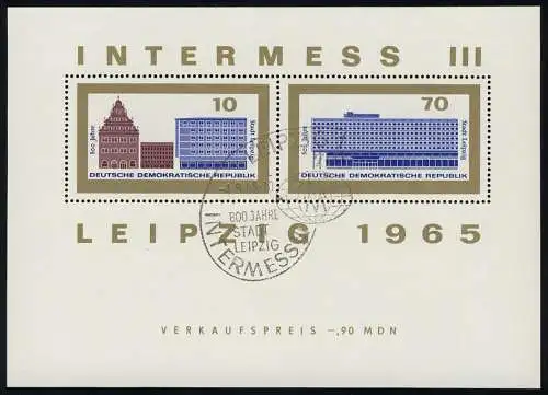 Bloc 23 INTERMESS III 10+70 Pf. ESSt Leipzig 4.9.1965