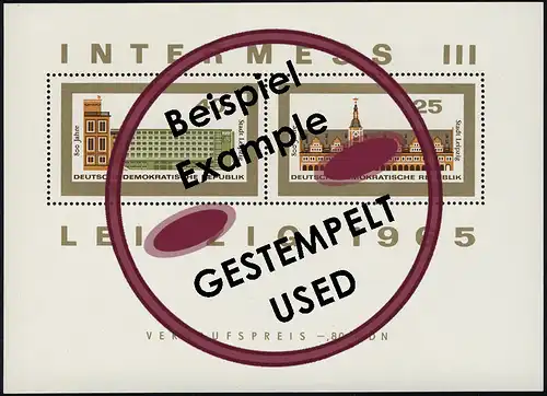 Bloc 24 INTERMESS III 40+25 Pf. avec cachet journalier