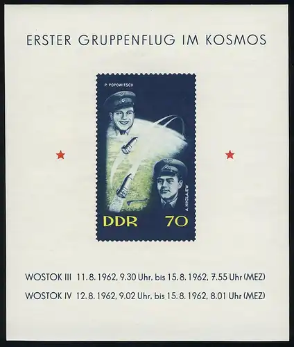 Block 17 Raumschiffe Wostok 1962, postfrisch **