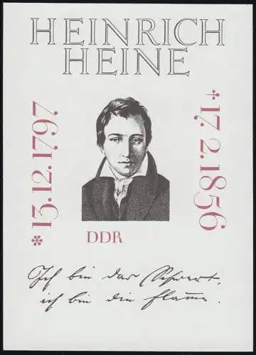 Bloc 37 Heinrich Heine 1972 - pression de phase non-dentelée, **