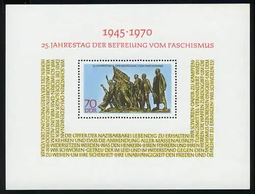 Block 32 Befreiung vom Faschismus 1970, postfrisch **