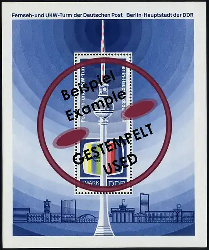 Block 30 20 Jahre DDR Fernsehturm 1969 mit Tagesstempel