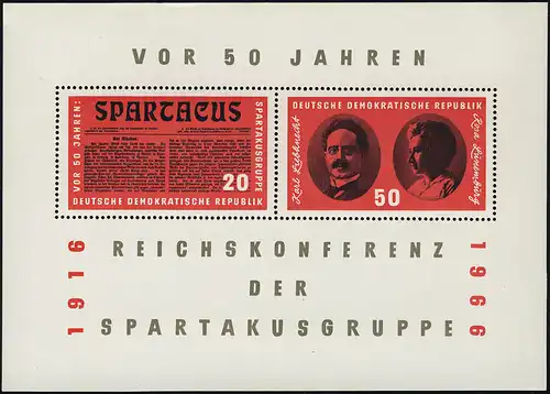 Block 25 Spartakus-Block 1966, postfrisch **