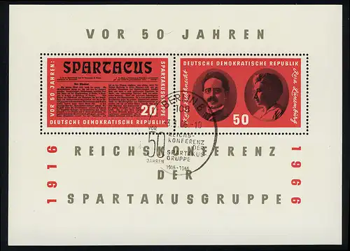 Block 25 Spartakus-Block 1966, ESSt BERLIN Konferenz vor 50 Jahren 3.1.1966
