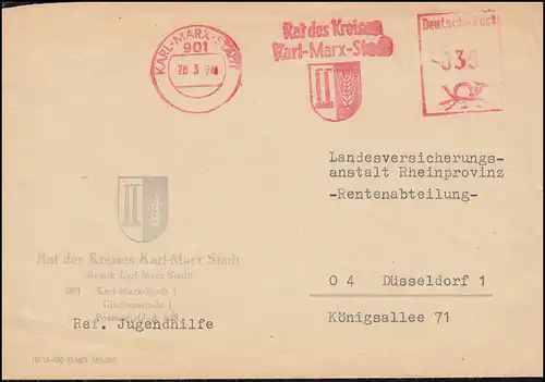 DDR AFS Conseil du district de Karl-Marx-Ville 28.3.1974 Lettre à Düsseldorf