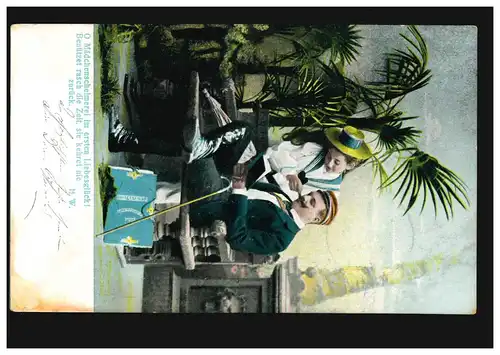 Amour-AK Couple d'amour: La Bart, Carte postale locale WANDSBEK 1904