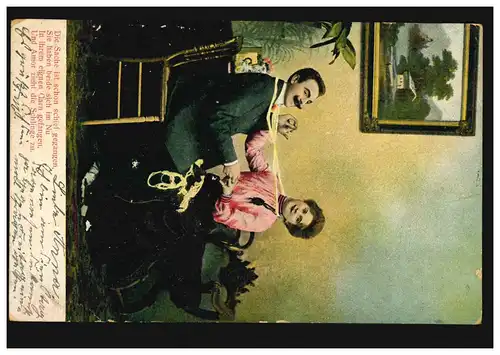 AK Amour couple: Prisonné par Amor dans le fil, AACHES 21.2.1905