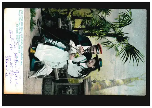 AK Amour couple: Le serment de fidélité, Carte postale locale WANDSBEK 16.1.1904