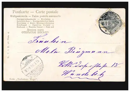 AK Amour couple: Le serment de fidélité, Carte postale locale WANDSBEK 16.1.1904