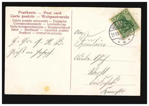 Liebes-AK Liebespaar Weintrinken Der Kuss No. 973.2, WILLICH 21.10.1906