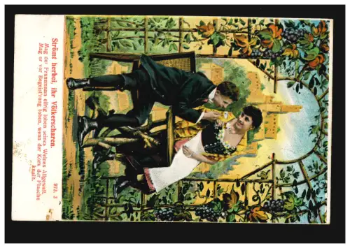 Liebes-AK Liebespaar Weintrinken Beim Anstoßen No. 973.3, WILLICH 28.10.1906