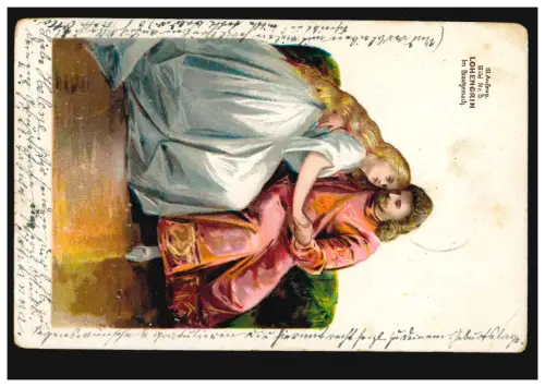 Liebes-AK Liebespaar Lohengrin - Im Brautgemach, HERRENTRUP 22.3.1906