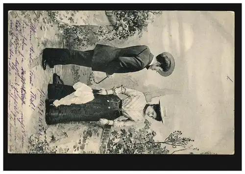 AK Amour couple - Le Salut, HALLE/SAALE 21.1.1902 après LOUBEJUN 2.02.02