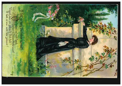 Lyrik-AK Gedicht Liebe und Tod - Die Weindende am Grab, MÜNSTER 23.1.1909