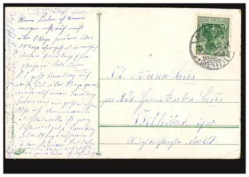 Lyrique-AK Poème Amour et Mort - La légende sur la tombe, Münster 23.1.1909