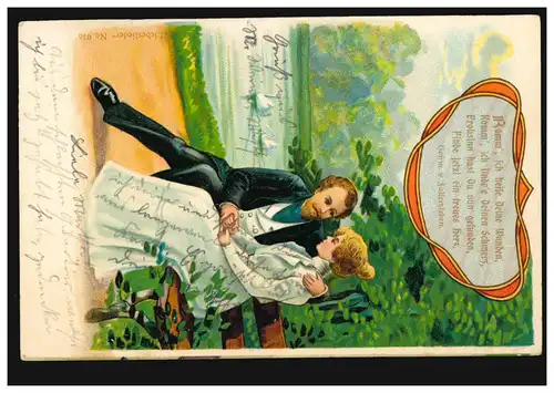 Amour-AK Couple d'amour dans le parc: Joyeux et douleur, BOUPING 18.9.1902