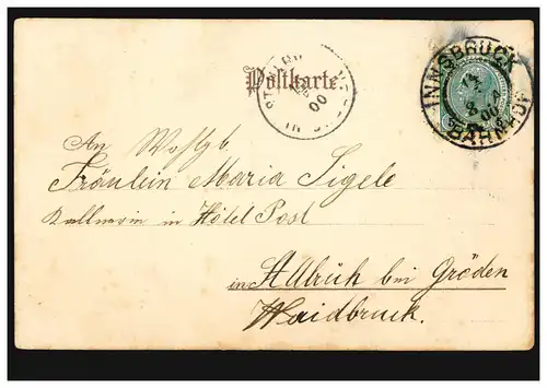 Amour-AK Couple d'amour au clair de lune: Le baiser, INTRODUC BAHNHOF 14.5.1900