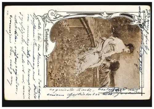 Chuchotement d'amour-AK, carte postale locale LÜBECK 19.9.1899
