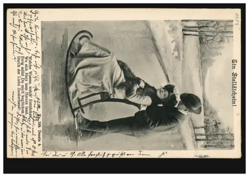 Liebes-AK Liebespaar Ein Stelldichein Schlittenfahrt auf dem Eis ERLANGEN 1.7.03