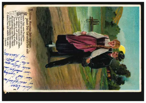 Lyrik-AK Gedicht P. Meinhold Zuversicht auf Gott Liebespaar, NOTTULN 26.05.1906