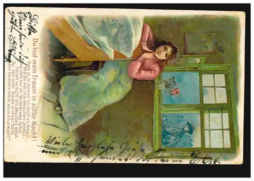 Lyrik-AK Gedicht Traum in stiller Nacht - Der Abschied, LABIAU 15.1.1908