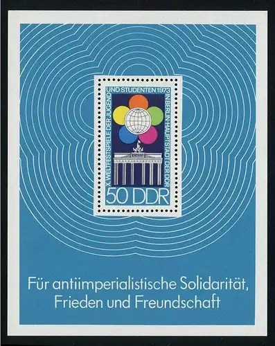 Block 38 Weltfestspiele 1973, postfrisch **