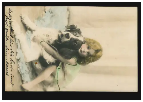Enfants AK animaux: Filles avec chien, SOTHOFS 1.5.1903 selon STUTTGAERT 2.5.