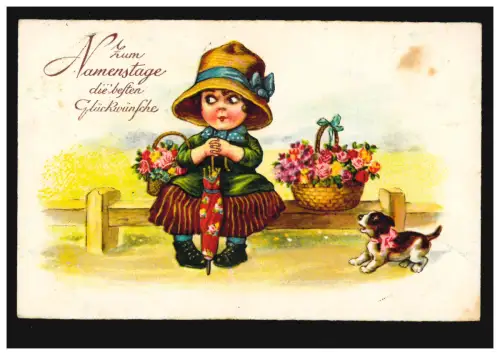 Date de naissance: Fille en attente avec chien, KEMPTEN / ALLGÄU 1940