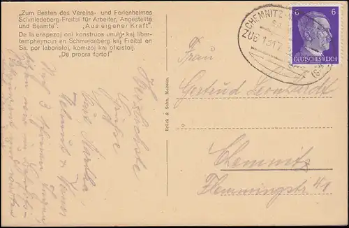 AK Entre Reitzenhain et Zöblitz: Chatstein, par voie ferroviaire CHEMNITZ 1943