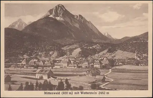 Poste ferroviaire GARMISCH - MUNICHEN ZUG 1370 - 29.8.24 sur AK Mittenwald avec Météo