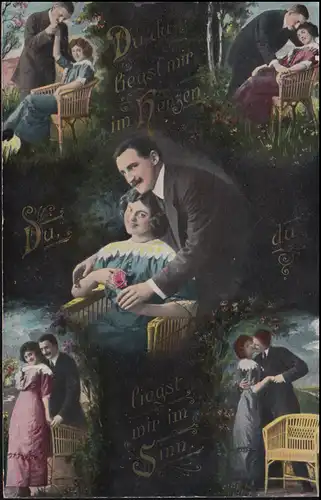 Poste ferroviaire CÖLN (RHEIN) - HANNOVER ZUG 220 - 31.5.1913 sur carte de bijoux