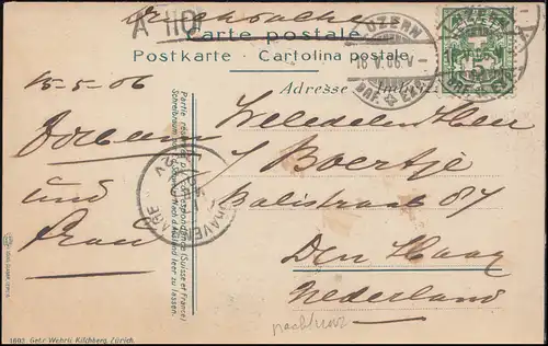 Suisse AK Vierwaldstättersee et Urirothstock, LUZERN 16.5.1906 à La Haye