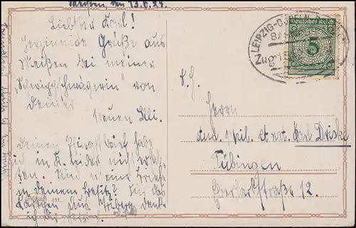 Poste ferroviaire LEIPZIG - DÖBELN -DRESDEN 1924 sur AK Firbiger: Vers la grotte