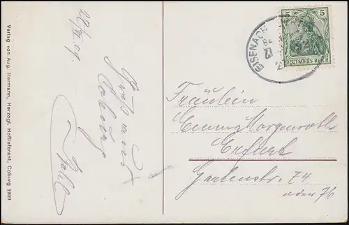 Poste ferroviaire EISENACH - LICHTENFELS 1909 sur AK Veste Coburg de l'Est