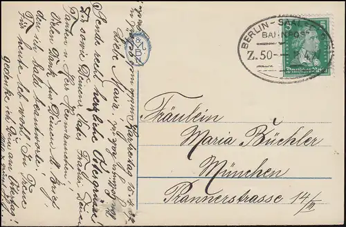 Poste ferroviaire BERLIN - SAALFELD ZUG 50 - 15.4.1927 à AK Pâques