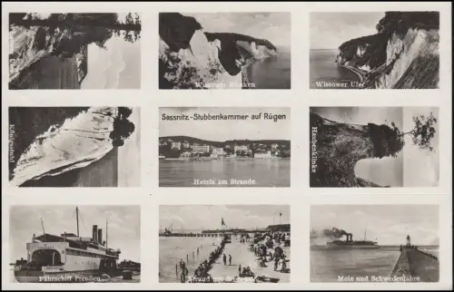 Bahnpost BERLIN-STRALSUND 7.10.1938 als AK Sassnitz - Stubbenkammer auf Rügen