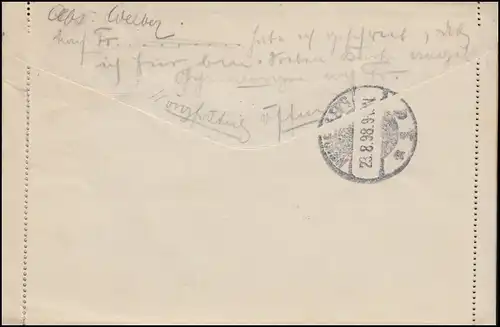 Kartenbrief K 6 Adler 10 Pf. OFFENBURG (BADEN) 23.8.1898 nach Heidelberg